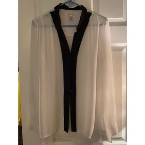 Sheer Blouse with Black Accent